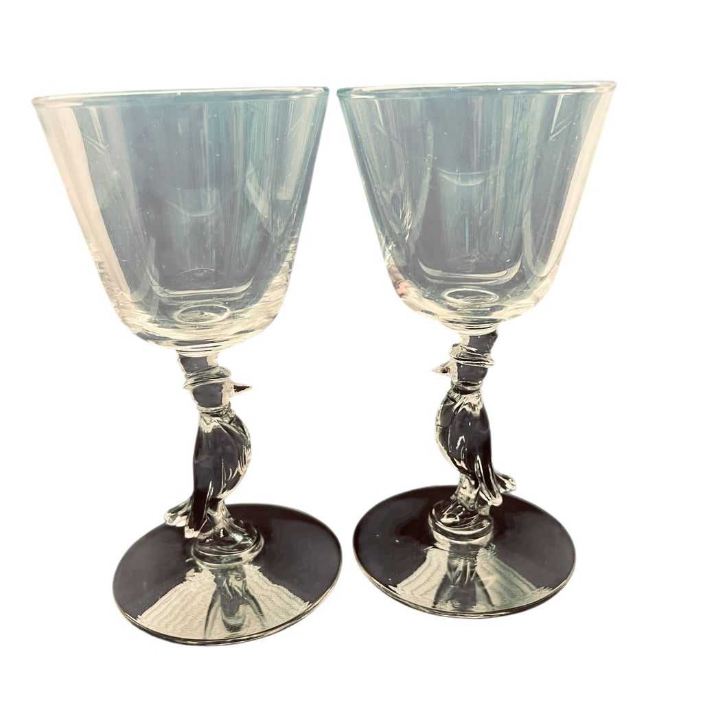 Libbey Cocktail Glasses Top Hat Tuxedo Old Crow Stem Set Of 2