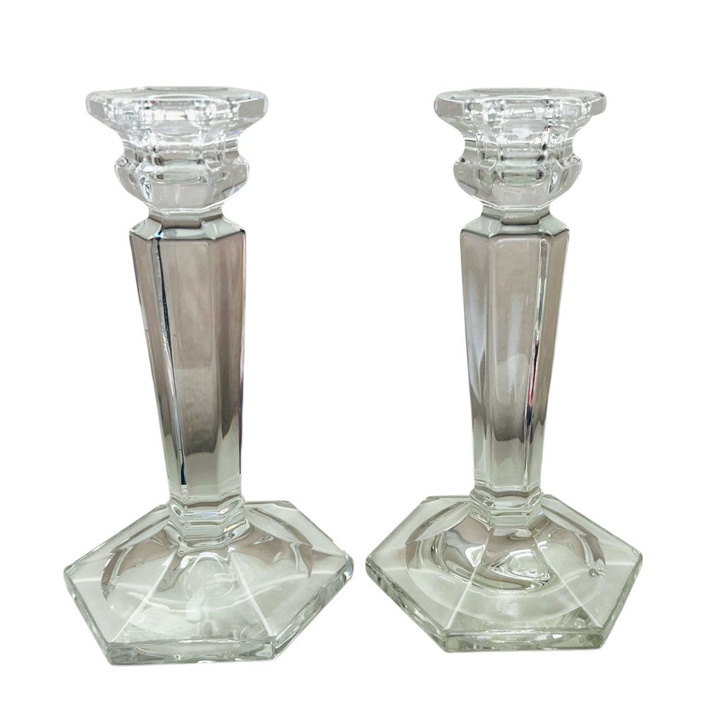 Vintage Crystal Candle Holders - A Pair