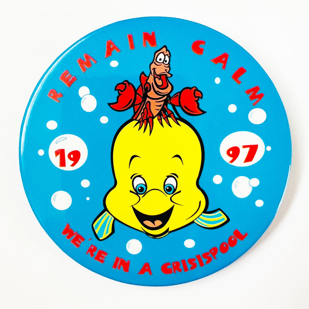 Vintage 1997 Walt Disney Little Mermaid Flounder & Sebastian Button