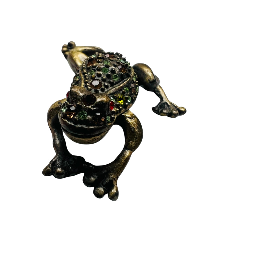Vintage Jeweled Miniature Frog Trinket Box