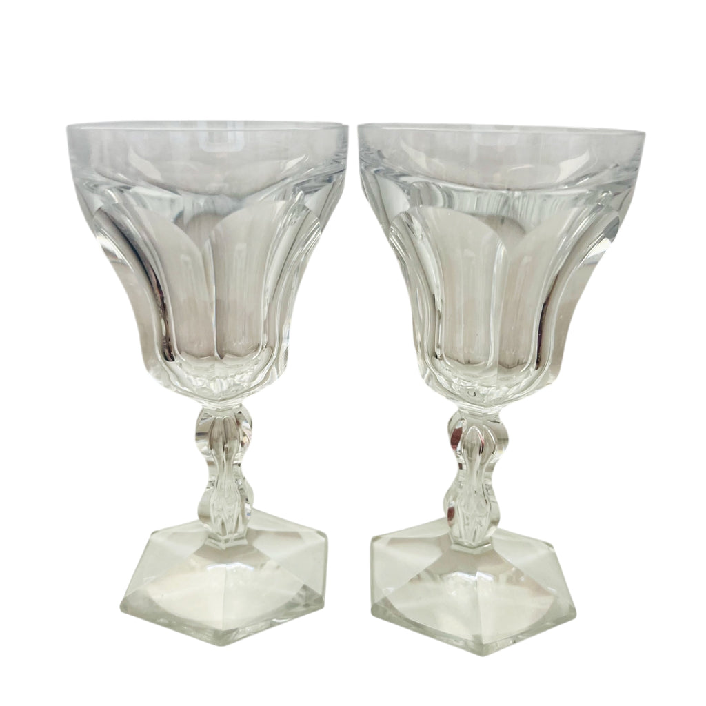 Vintage Heisey Hexagon Base Glasses Set of 2