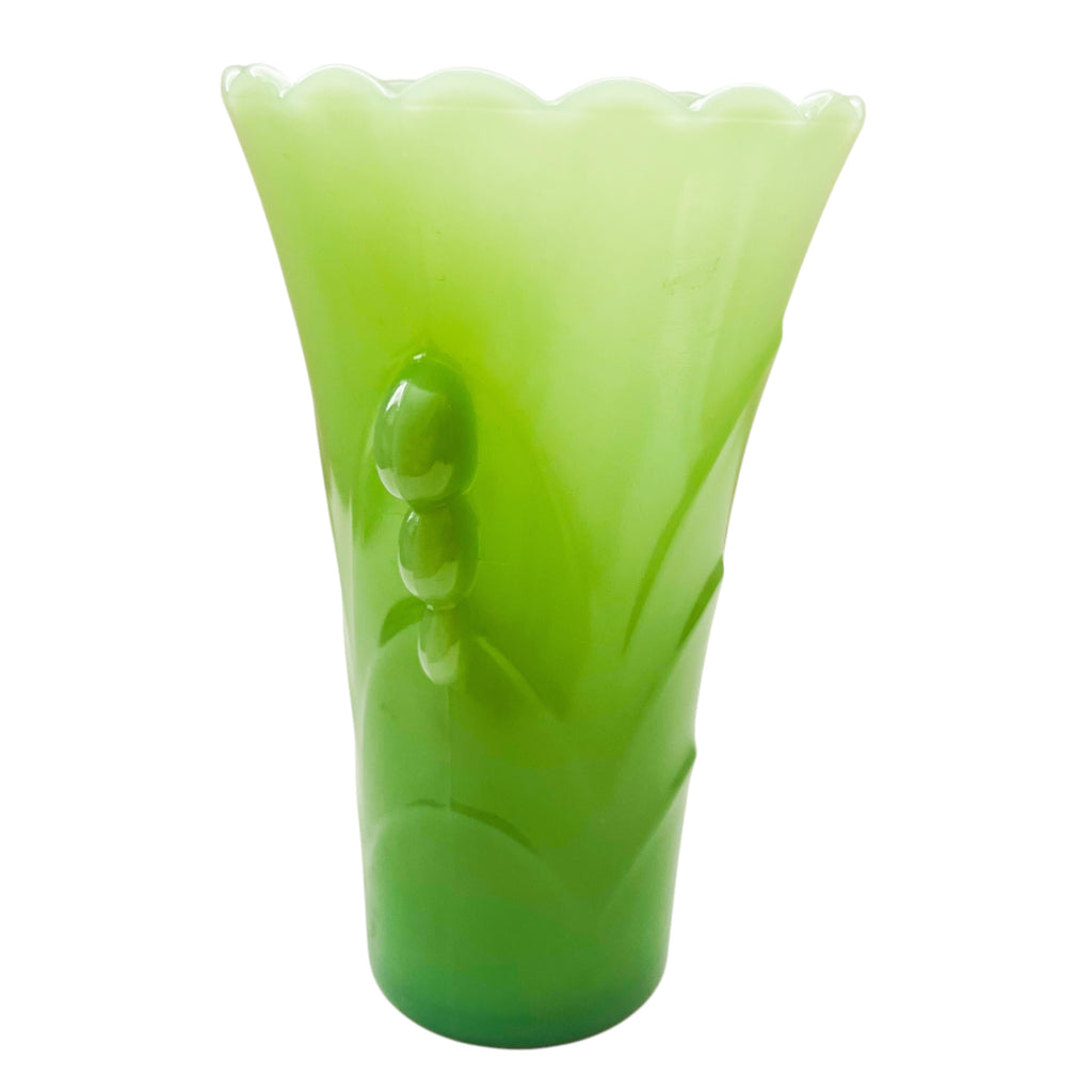 Vintage Jadeite Green Glass Flower Vase