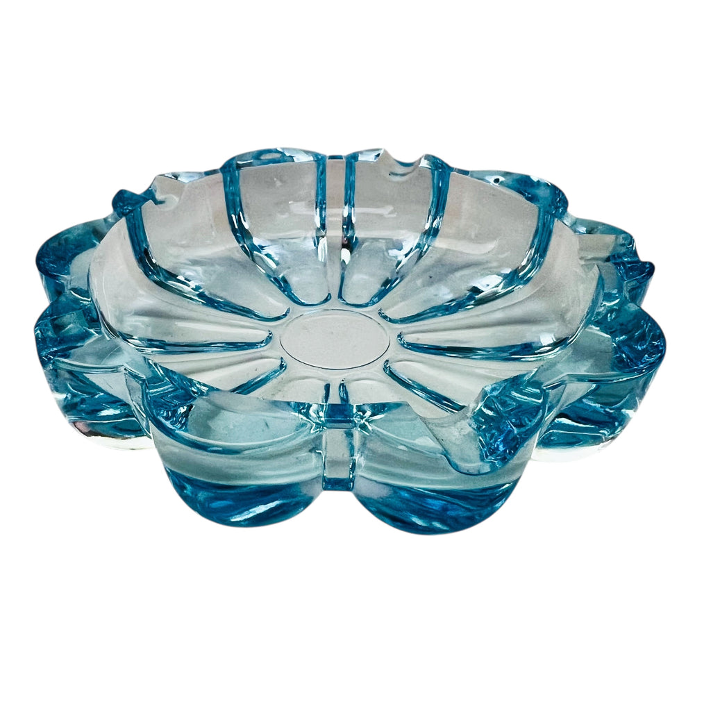Vintage Fostoria Blossom Blue Glass Ashtray