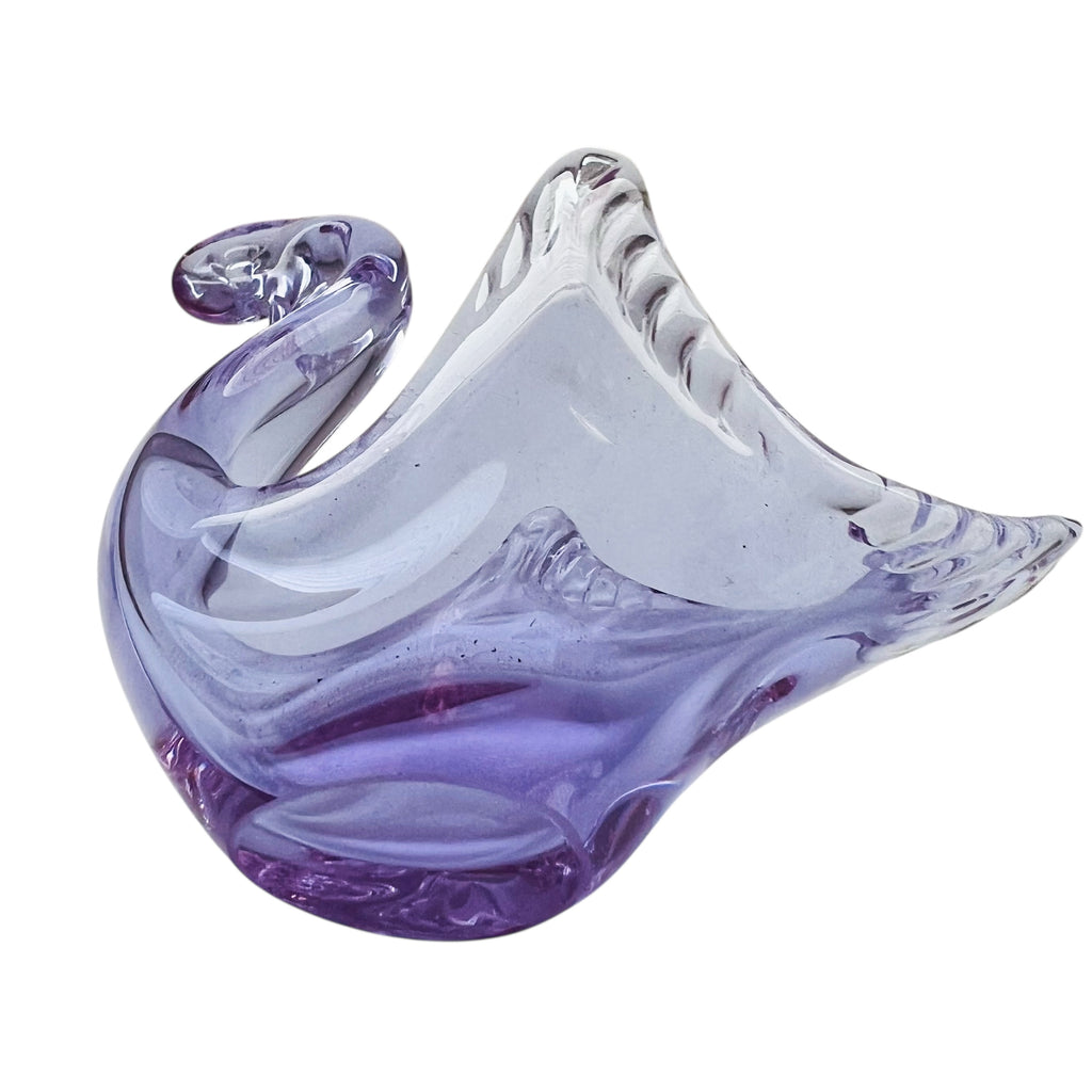 Vintage Light Purple Swan Art Glass Trinket Dish