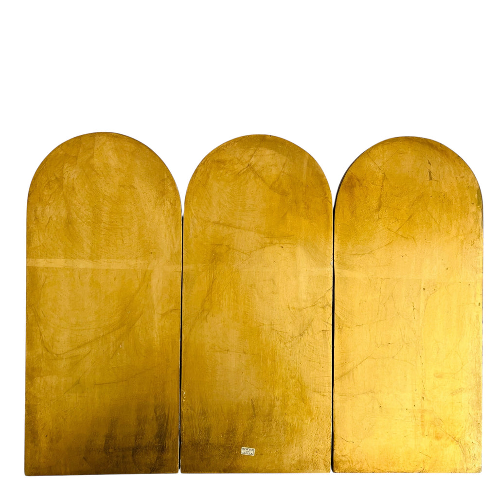 Vintage Italian Triptych Religious Icon Gold Folding Angel Panel