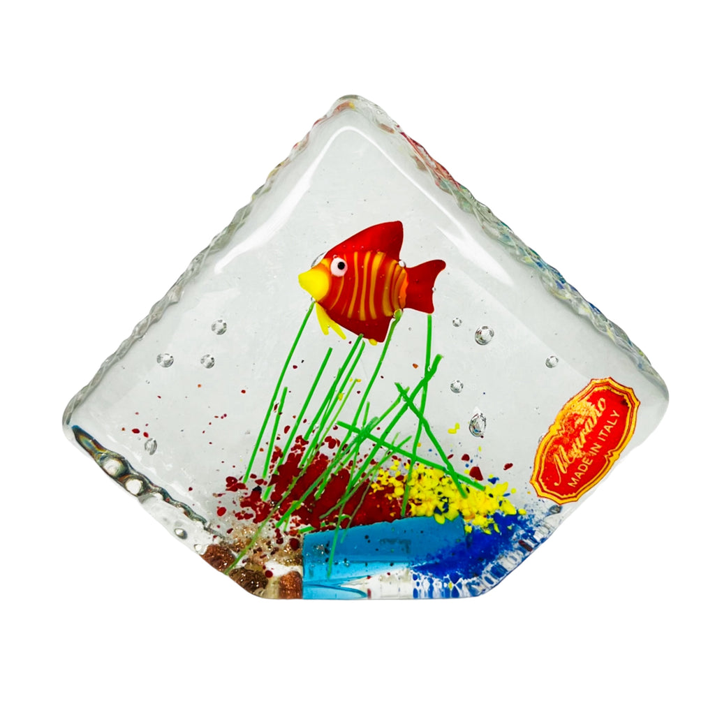Vintage Murano Art Glass Tropical Fish Aquarium Sculpture Paperweight