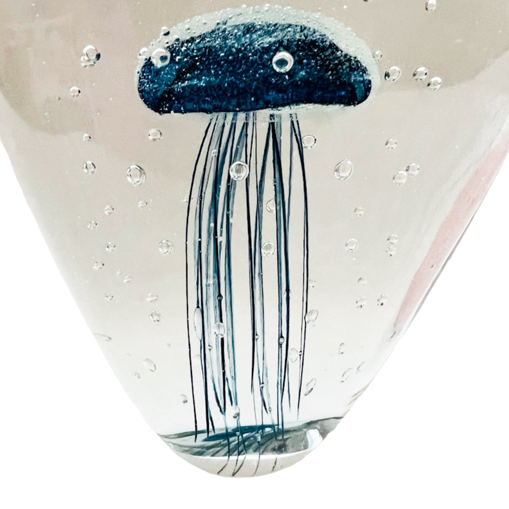 Jellyfish Art Glass Glow in the Dark Paperweight Figure