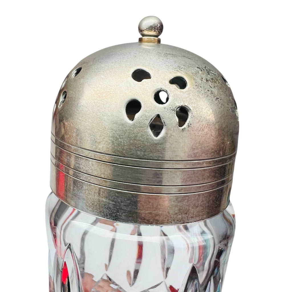 Waterford Crystal Lismore Muffineer Sugar Shaker Silver Plated Dome Lid