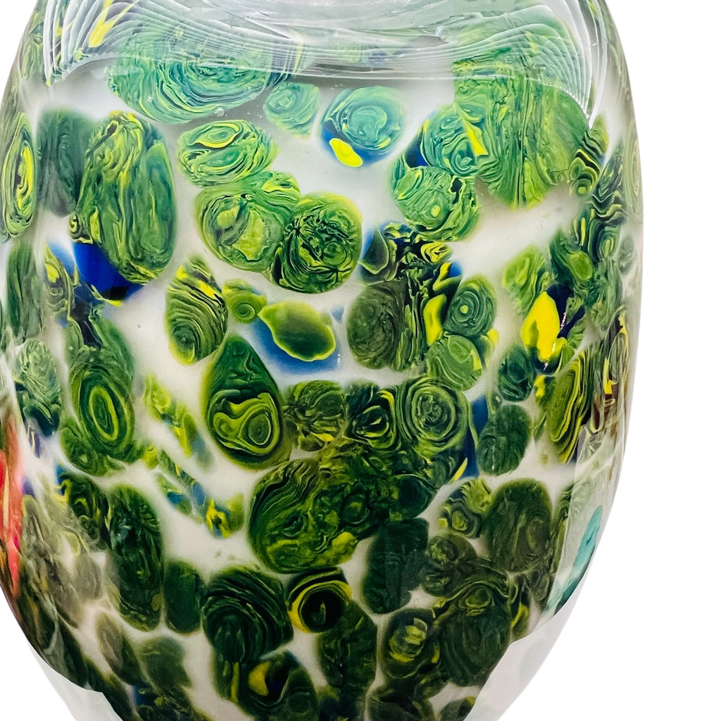 Vintage Murano Art Glass Green Blue and White Vase