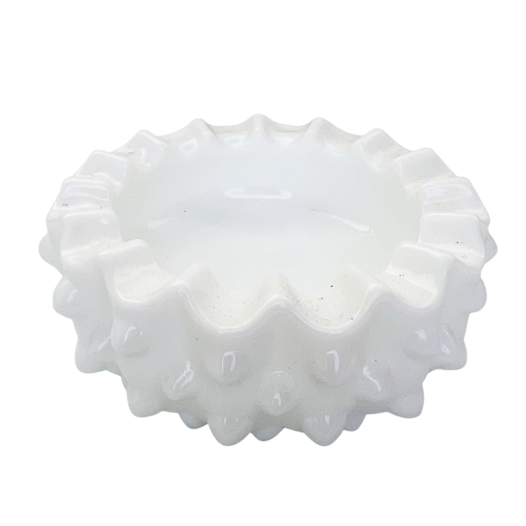 Vintage Hobnail Milk Glass Ashtray Trinket Bowl