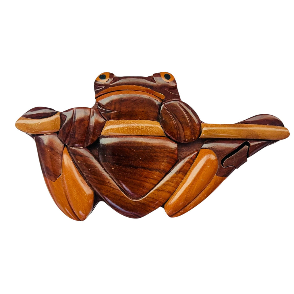 Handcrafted Wooden Frog Secret Puzzle Box