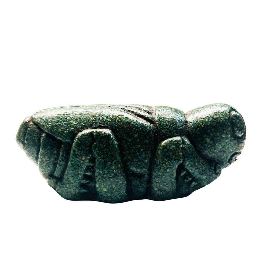 Vintage Crushed Green Stone Locust Grasshopper Paperweight Figurine