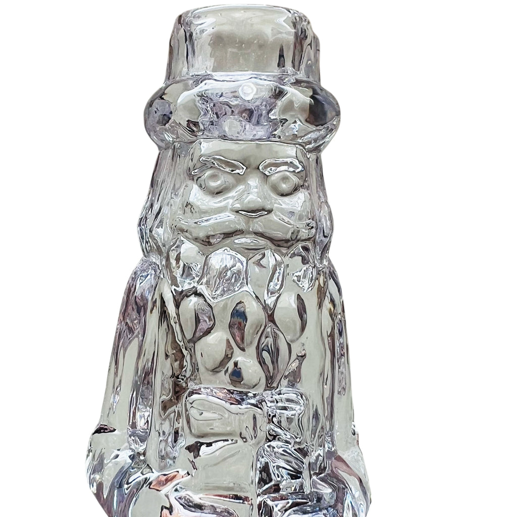 Vintage Clear Glass Santa Candle Stick Holder