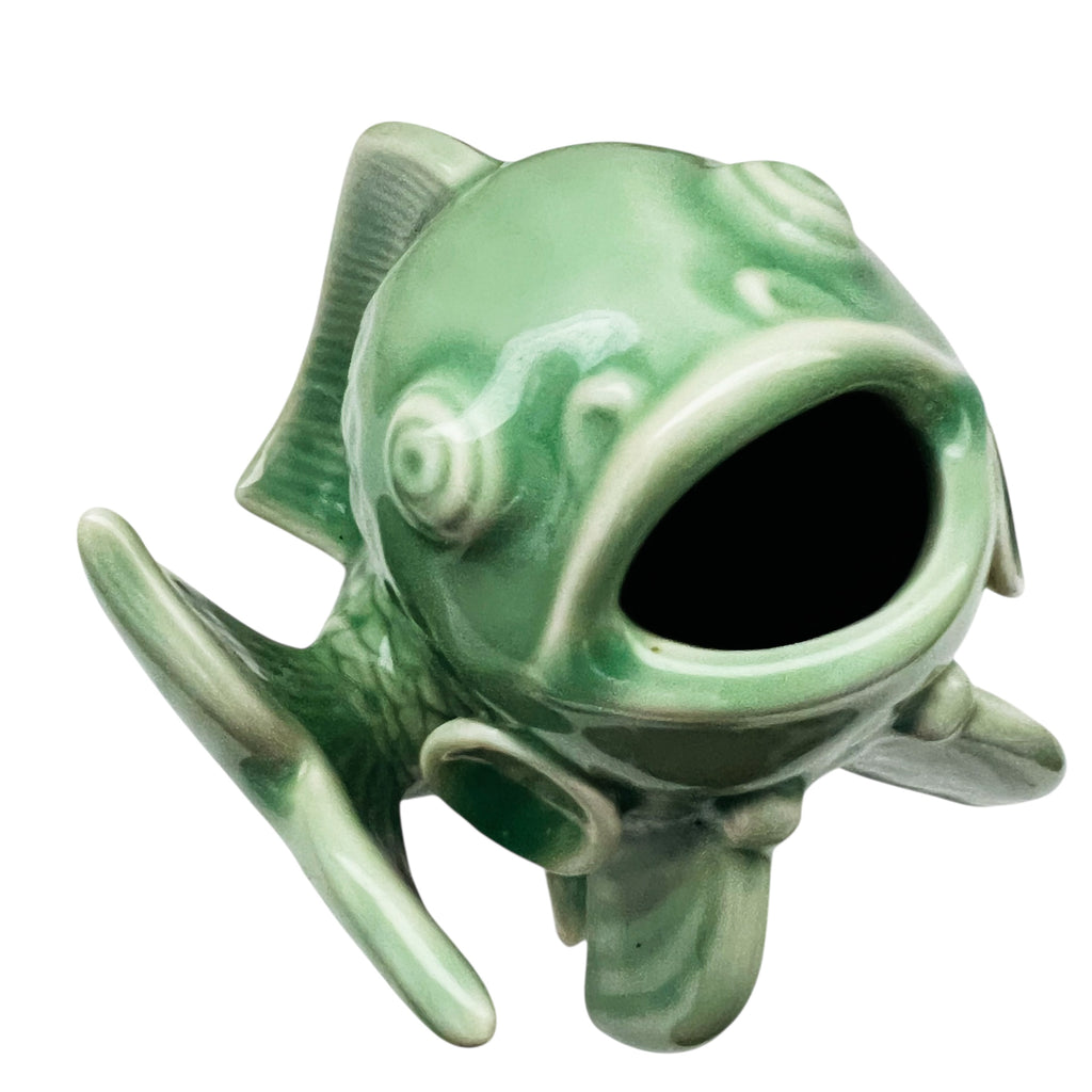 Vintage Wide Mouth Coy Fish Ceramic Figurine