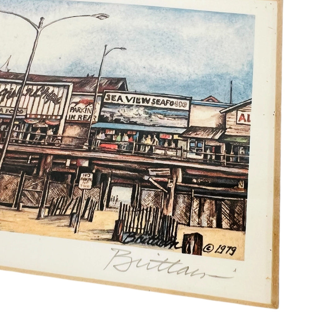 Vintage 1979 Merry Go Round Santa Monica Pier Tom Brittain Signed Wood Framed
