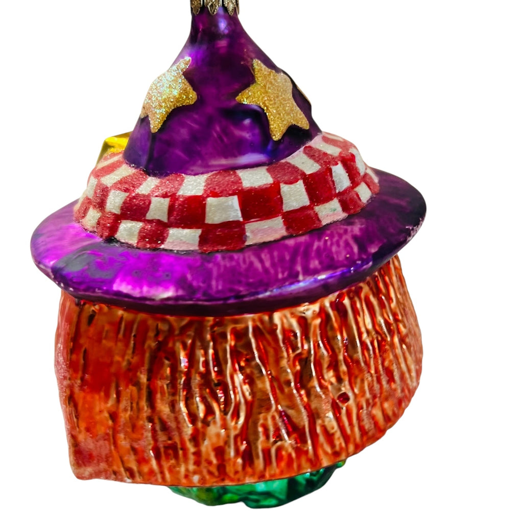 Vintage Christopher Radko Pumpkin Jack-o-Lantern Purple Witch's Hat Halloween