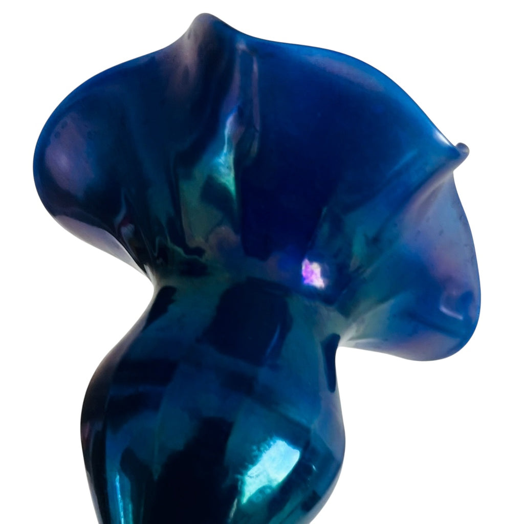 Vintage Lundberg Studios Art Glass Footed Stem Vase