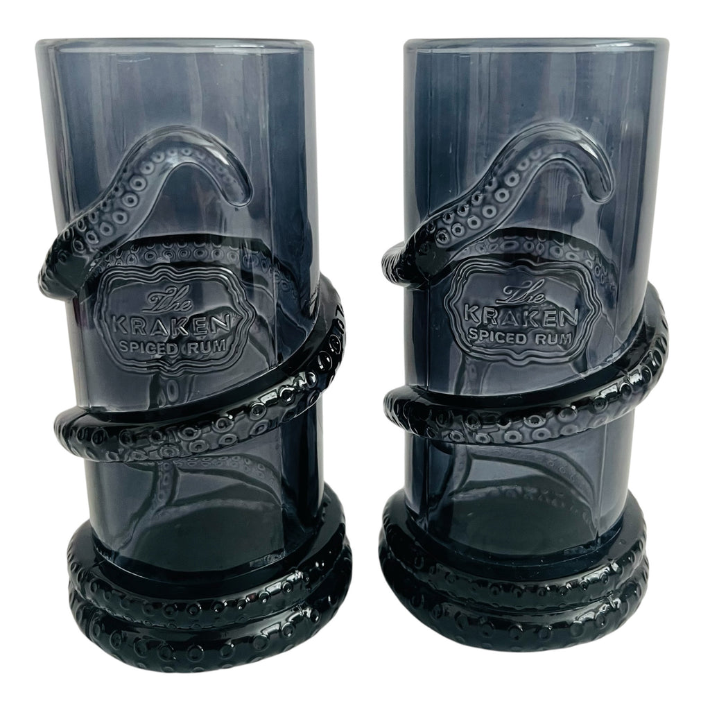 Kraken Spiced Rum Black Octopus Tumbler Glasses Set of 2