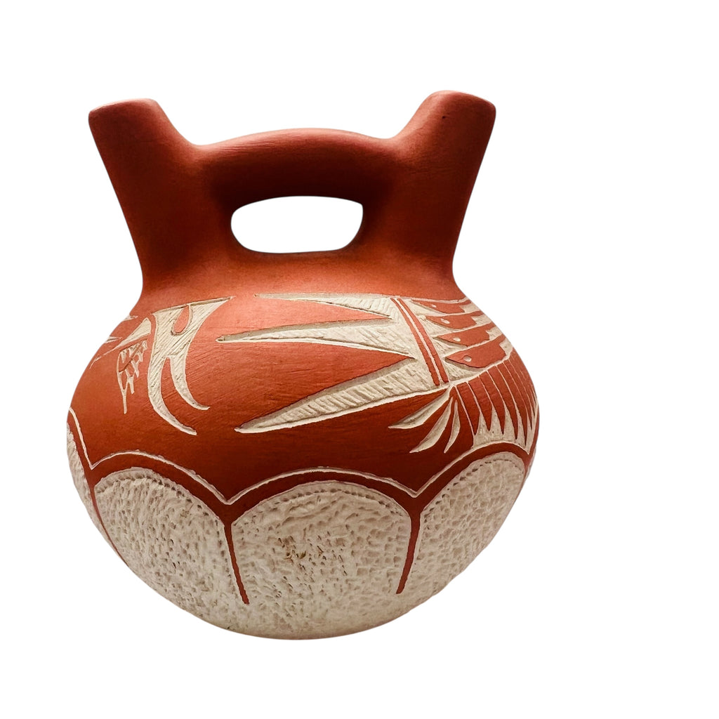 Vintage 1981 Pottery Signed Double Spout Wedding Vase