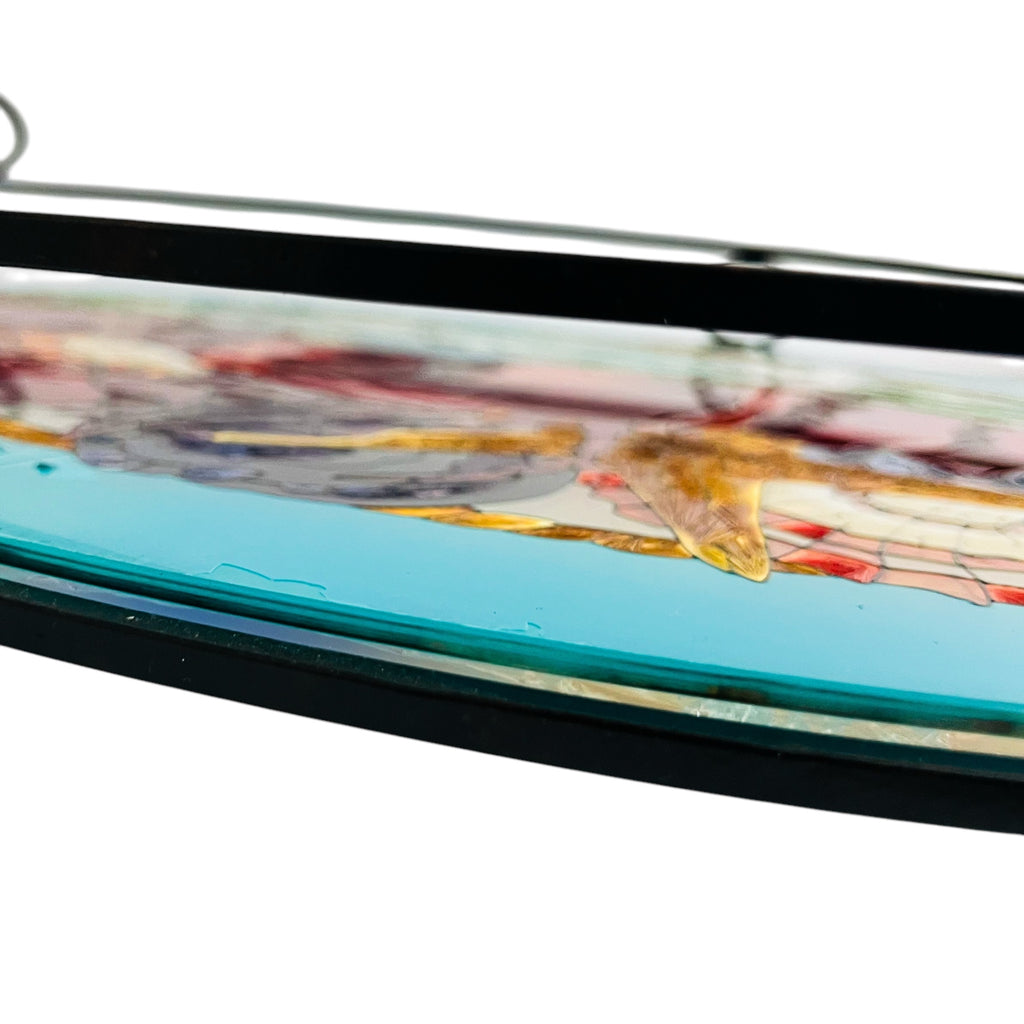Joan Baker Designs Lobster Lighthouse Stained Glass Buffet Serving Tray