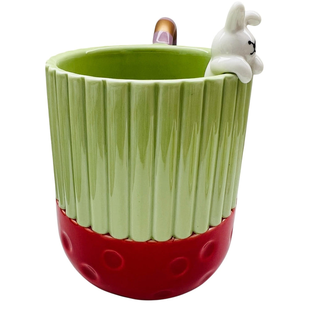 Starbucks Holiday Ceramic Bunny Mug w/ Candy Cane Handle
