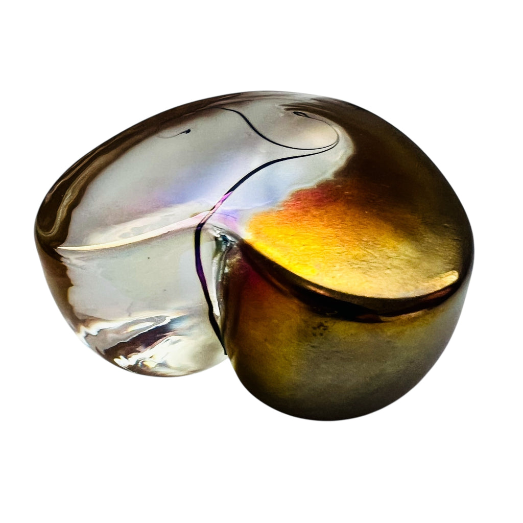 Vintage Robert Held Glass Iridescent Swirl Heart Paperweight