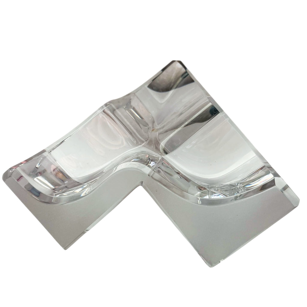 Daum Cube Three Section Cube Clear & Frosted Crystal Modern Sculpture