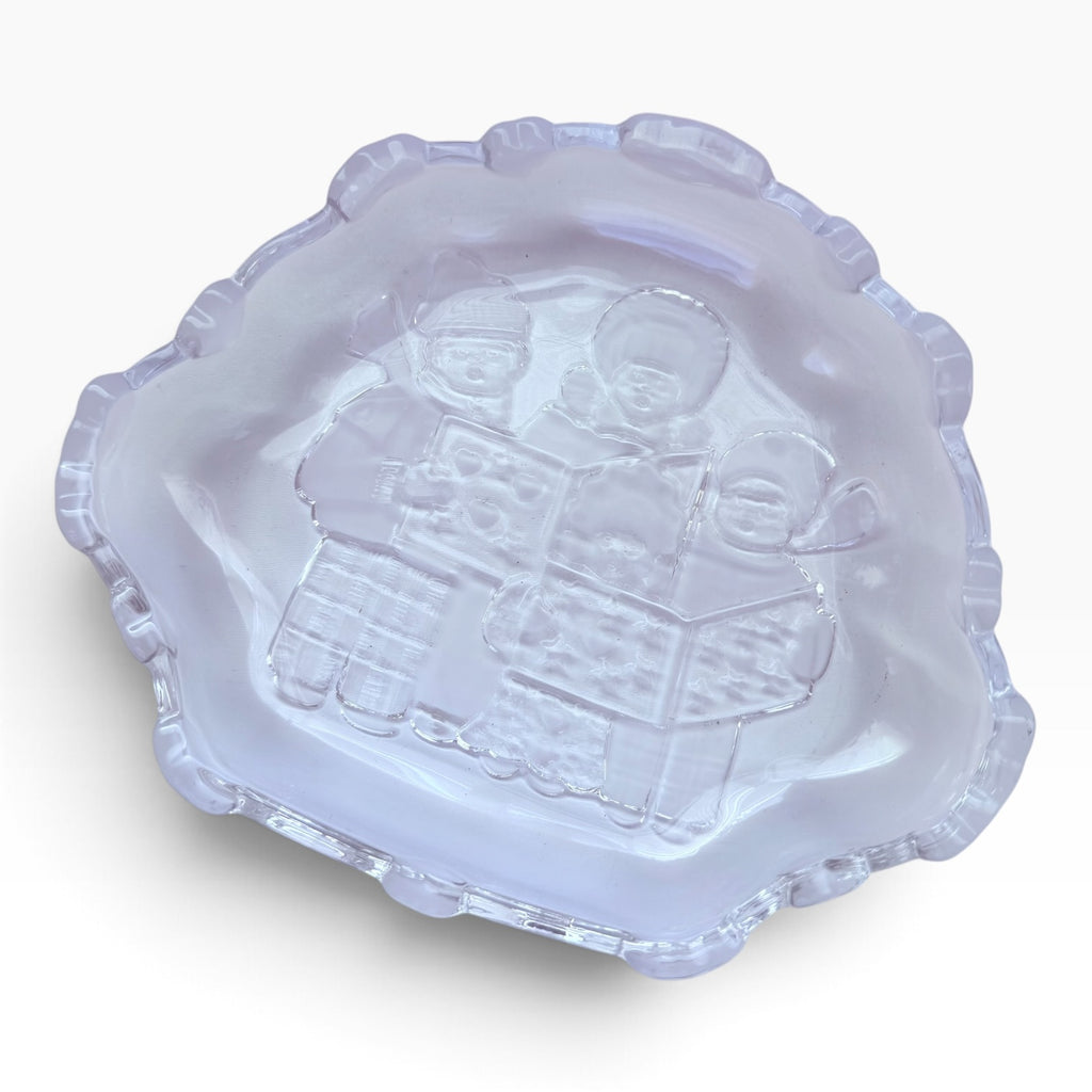 Mikasa Carolers Sweet Dish Clear Glass Frosted Candy/ Serving Holiday Dish
