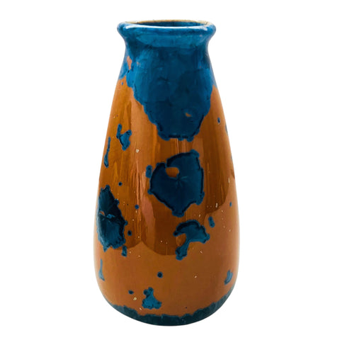 Vintage Blue and Gold Crystalline Glaze Porcelain Artist Signed Vase