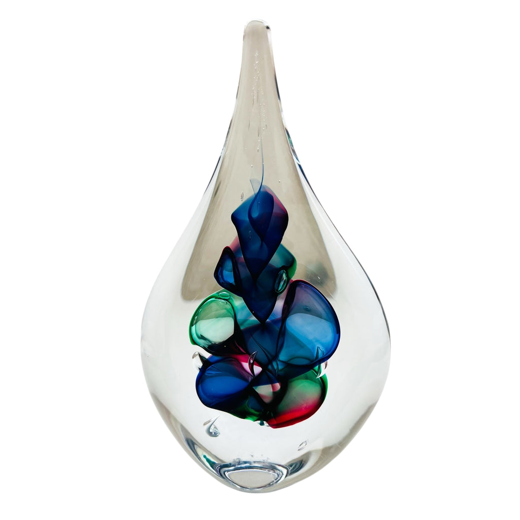 Marian Pyrcak MP Crystal Art Glass Tear Drop Paperweight