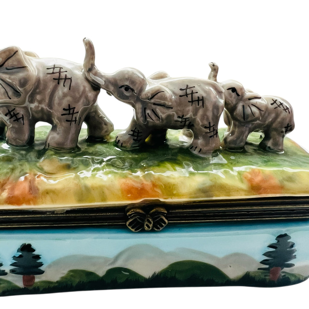 Vintage Elephant Figurine Trinket Box