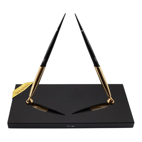 Sheaffer J15 Fountain Pen and Ballpoint Desk Set - Black Jet Crystal Base