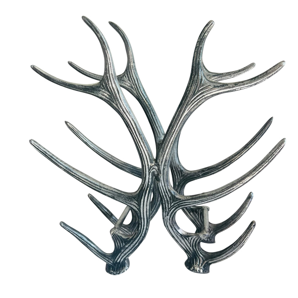 ASPEN Pewter Aluminum ANTLER STAG 6 Bottle Wine Rack