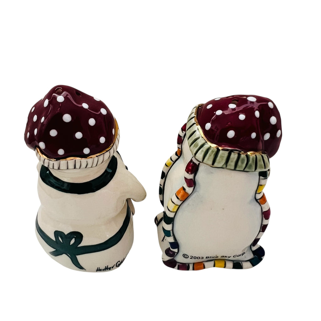 Vintage Blue Sky Heather Goldminc Gingerbread Snowman Salt Pepper Shakers