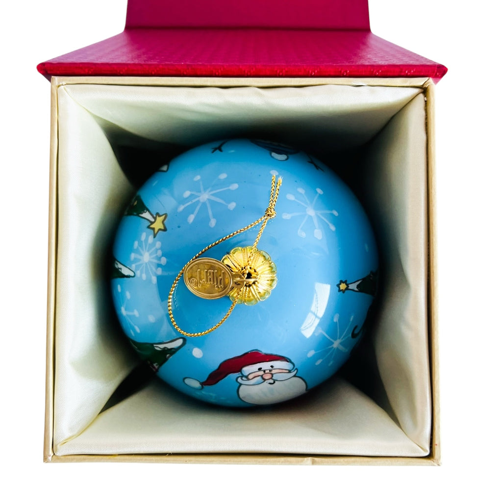 Pier 1 Christmas Hand Painted Glass Santa Sleigh Snowman Trees 2016 Ornament