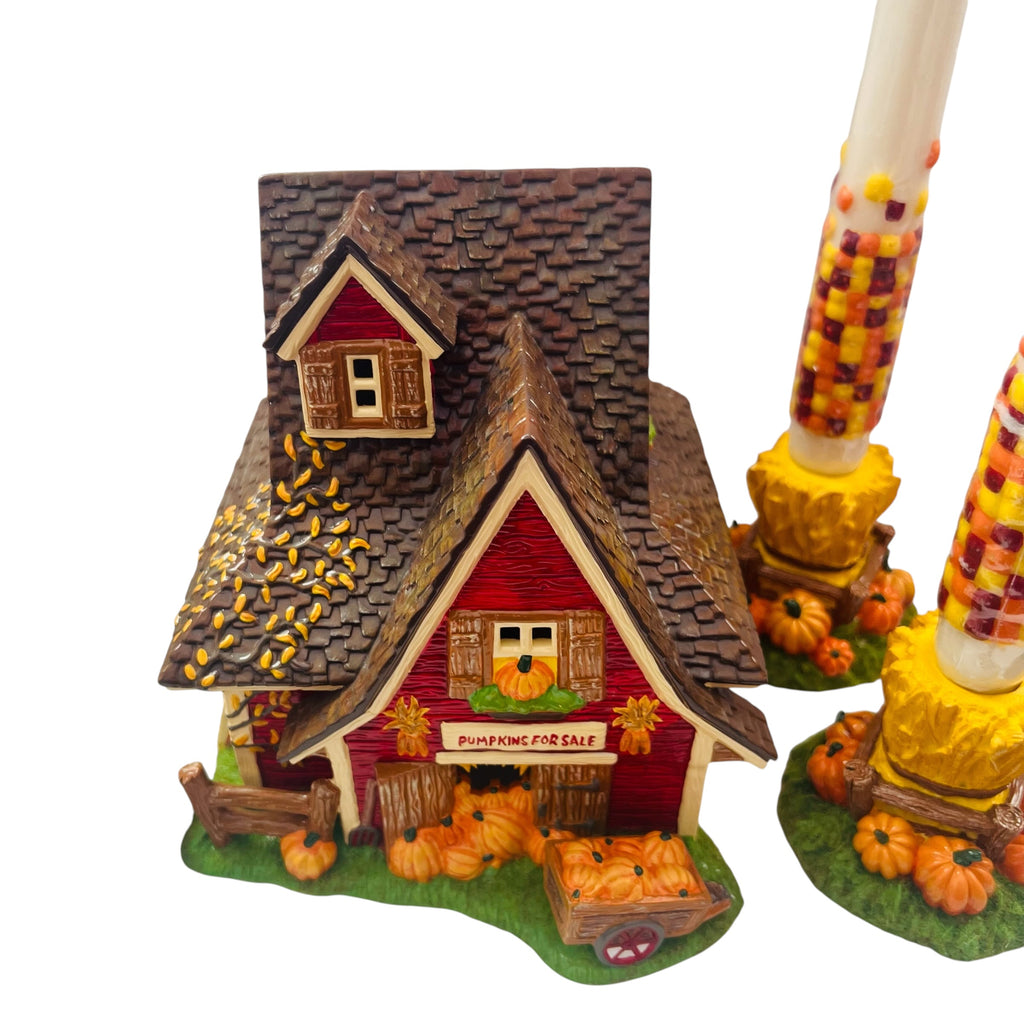 Vintage 2001 Dept 57 Village Thanksgiving Lighted House Set of 5