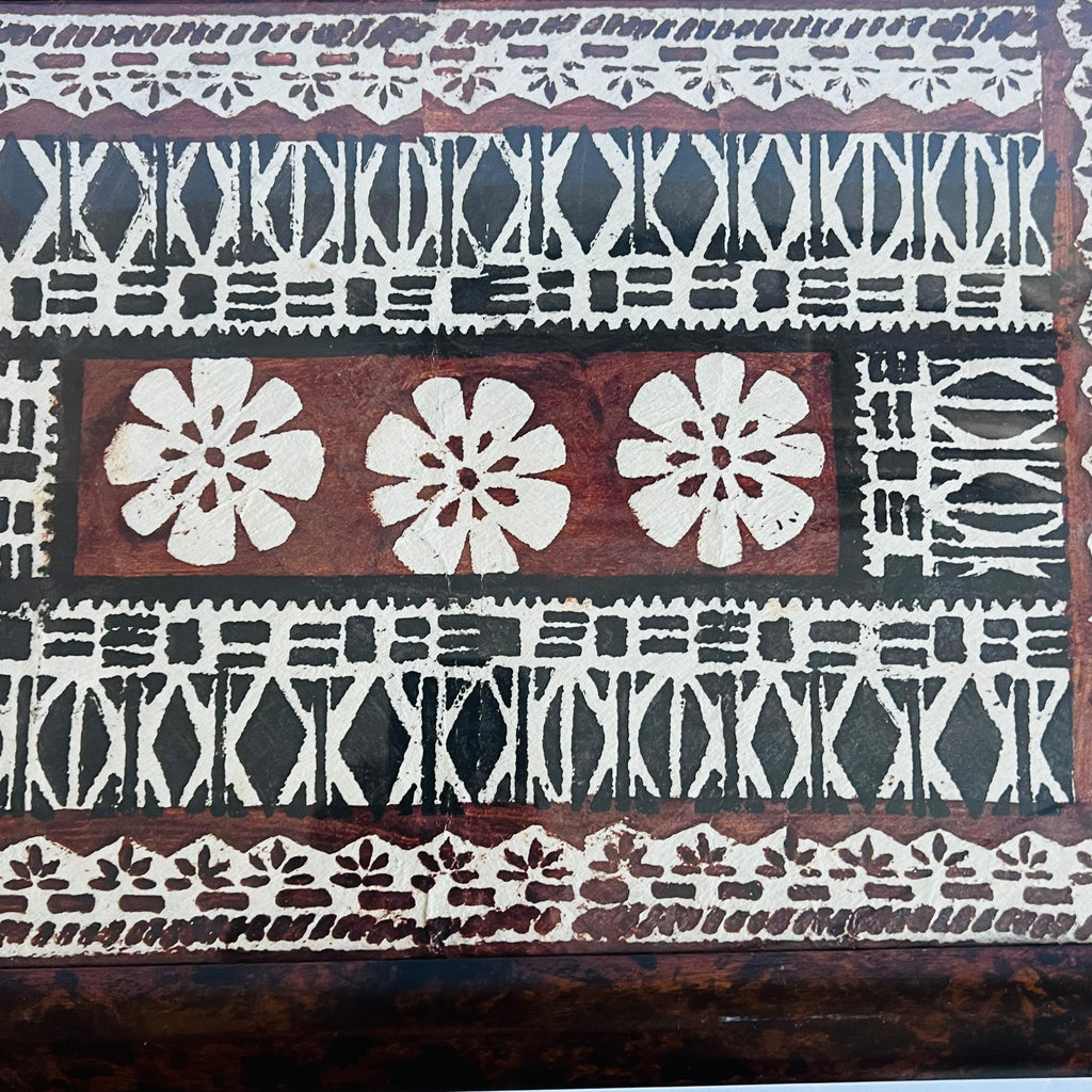 Vintage Polynesian Tapa Bark Cloth Glass Framed