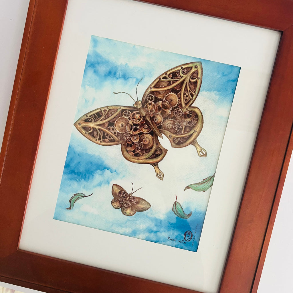 Rachel Walker Butterfly Clockwork Signed Framed Art