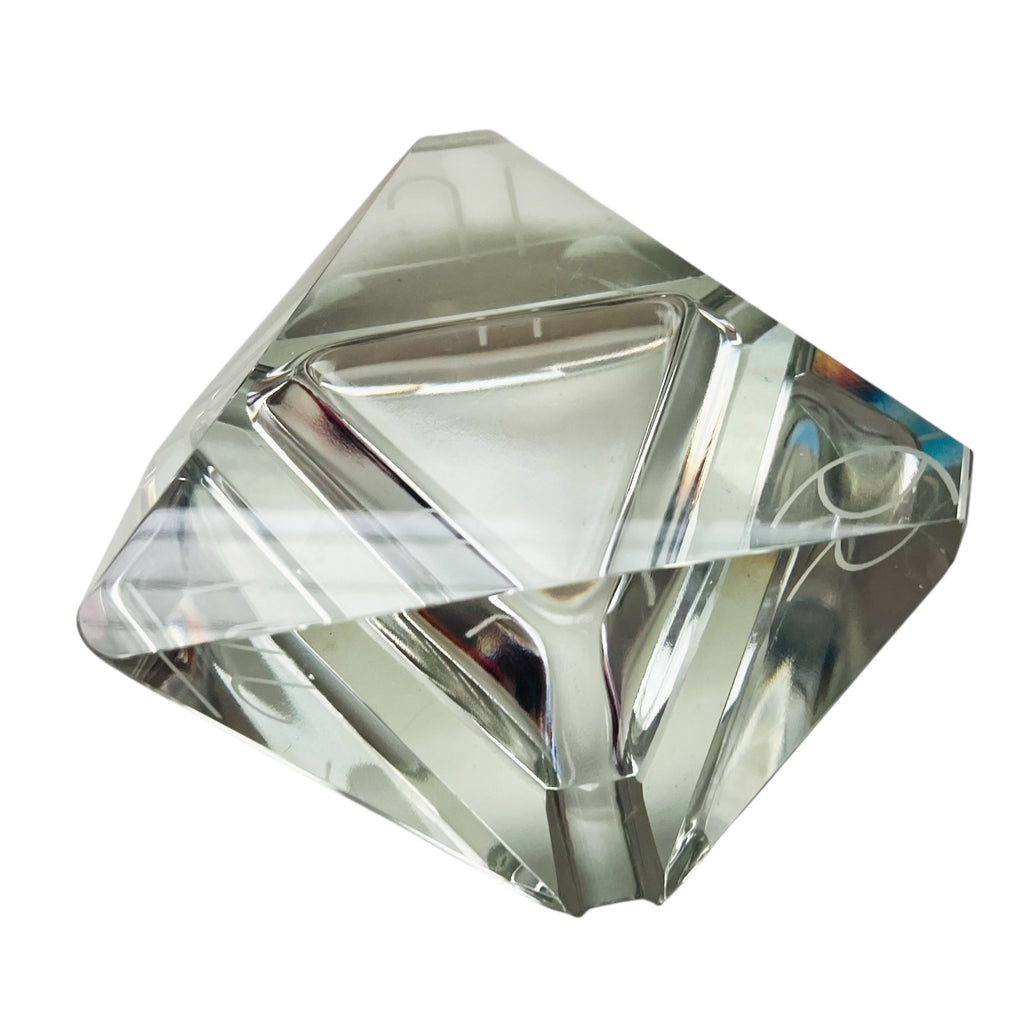 Vintage Crystal Triangle Clear Faceted Glass Ashtray