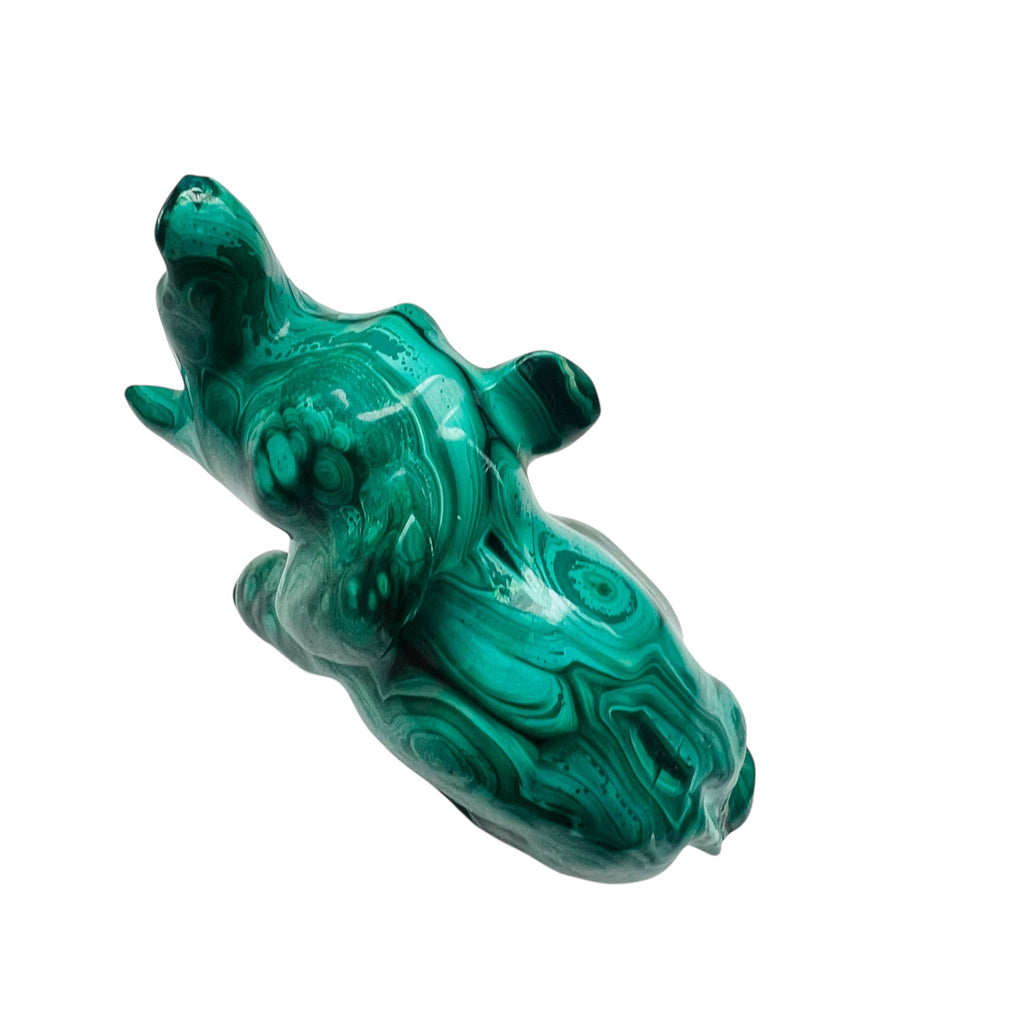 Elephant Carving Hand Carved Polished Malachite Sculpture