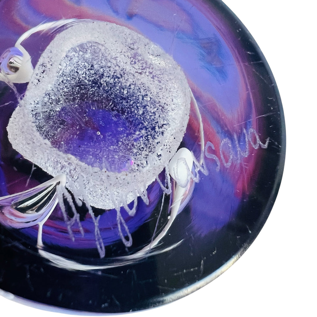 Vintage Adam Jablonski Signed Varsava Hand Blown Art Glass Purple Vase