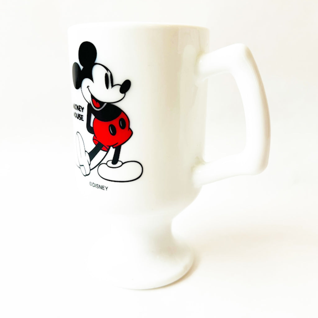 Disney Mickey Mouse Classic Pose White Milk Glass Pedestal Mug