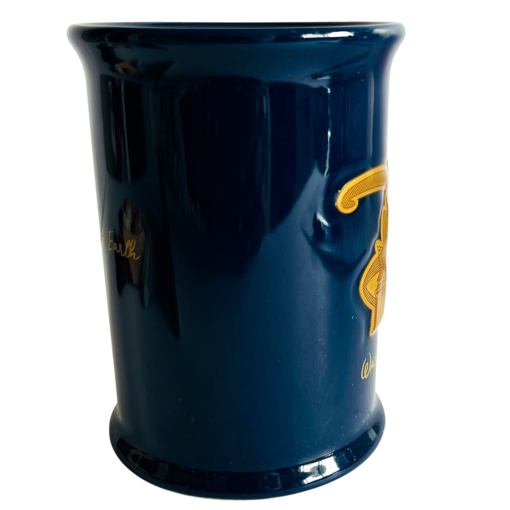 Disney Walt Disney World Ceramic Cinderella Castle Medallion Blue Coffee Mug
