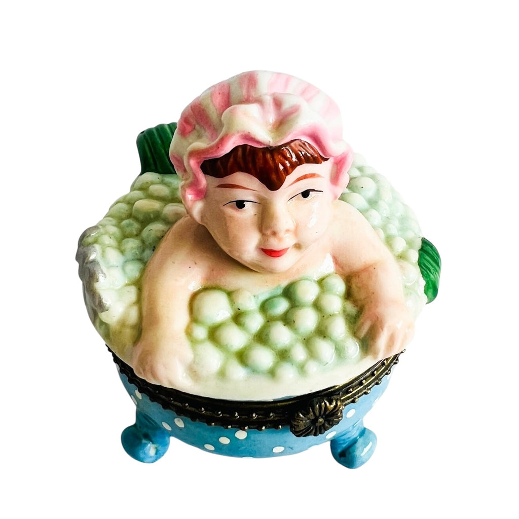 Vintage Lady Bubble Bath Hinged Trinket Box