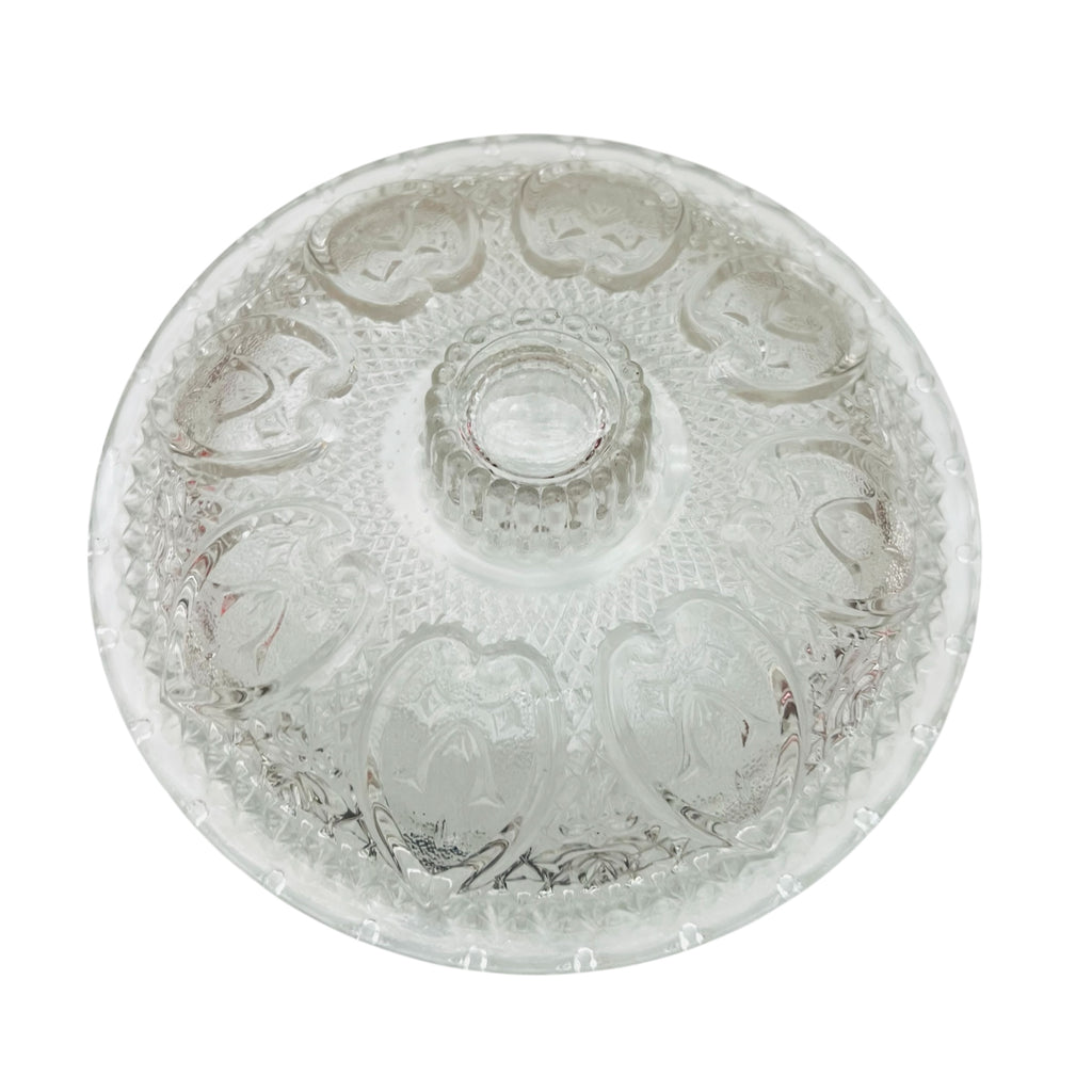 Vintage Clear Glass Heart Design Candy Dish with Lid