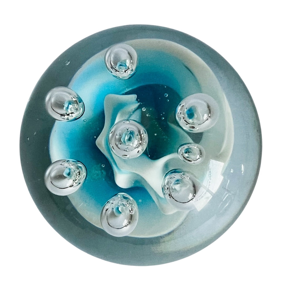 Vintage Studio Art Glass Bubble Swirl Artist Signed Paperweight