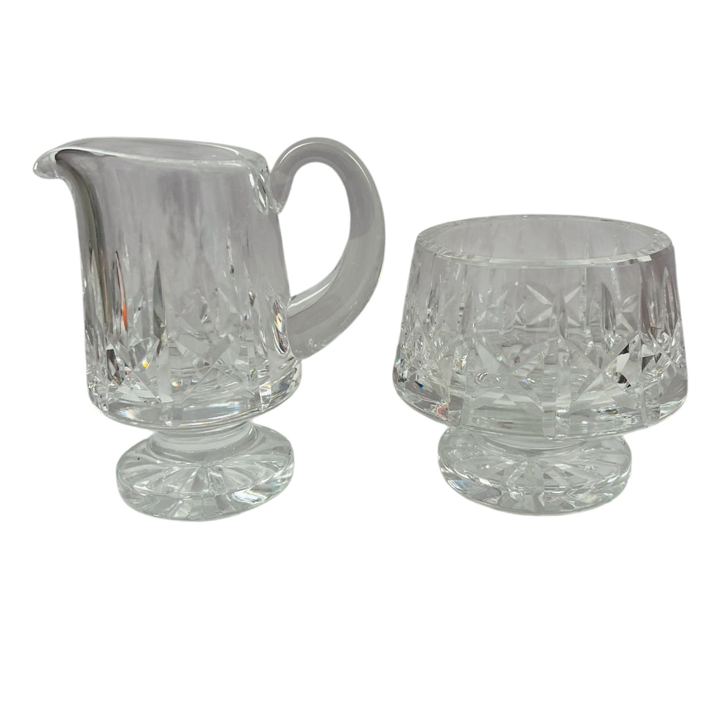Vintage Waterford Crystal Lismore Footed Cream and Sugar Bowl Set
