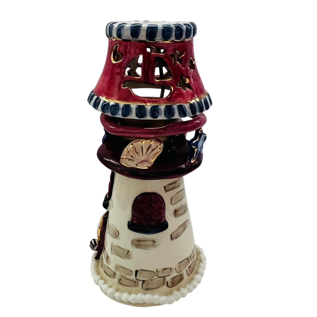 Blue Sky Clayworks Lighthouse Heather Goldminc 2001 Candle Holder
