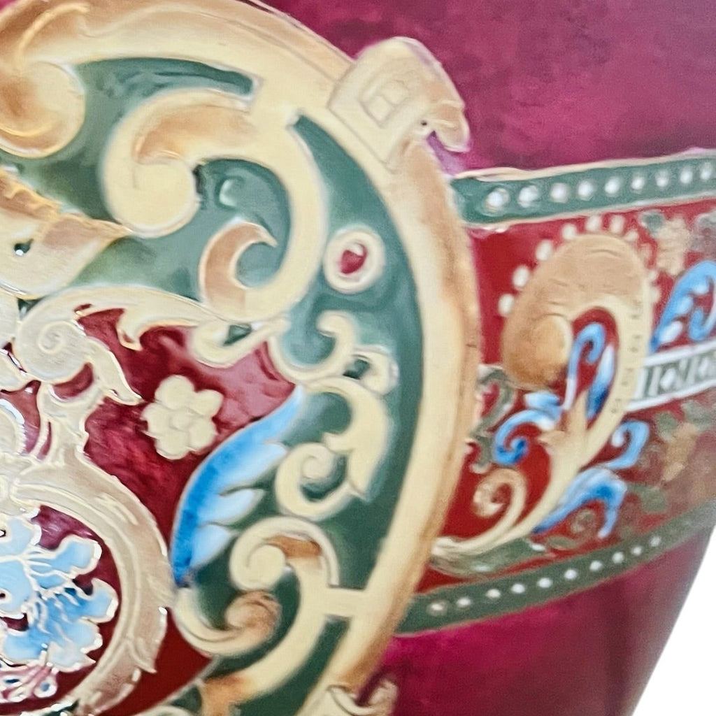 Vintage Oriental Accent Large Ceramic Asian Fish Planter Bowl Pot with Stand