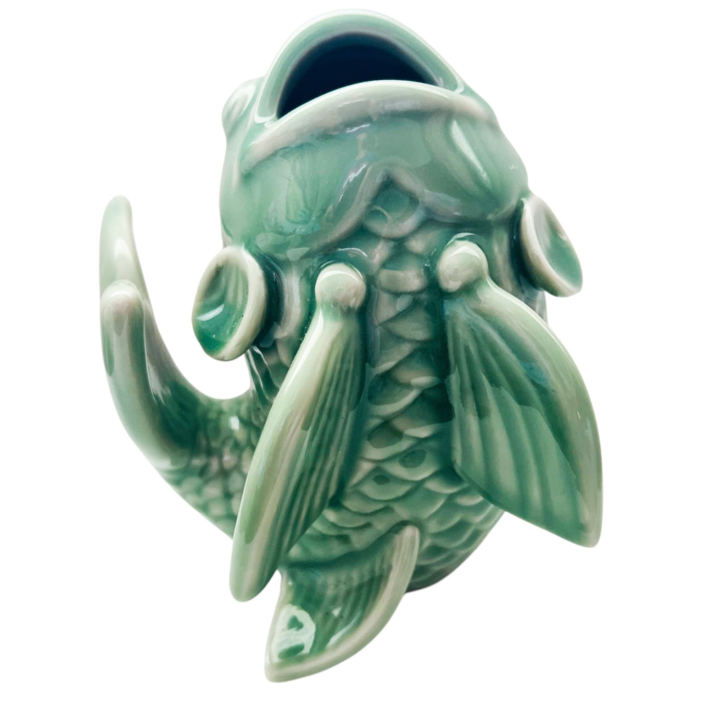 Vintage Wide Mouth Coy Fish Ceramic Figurine